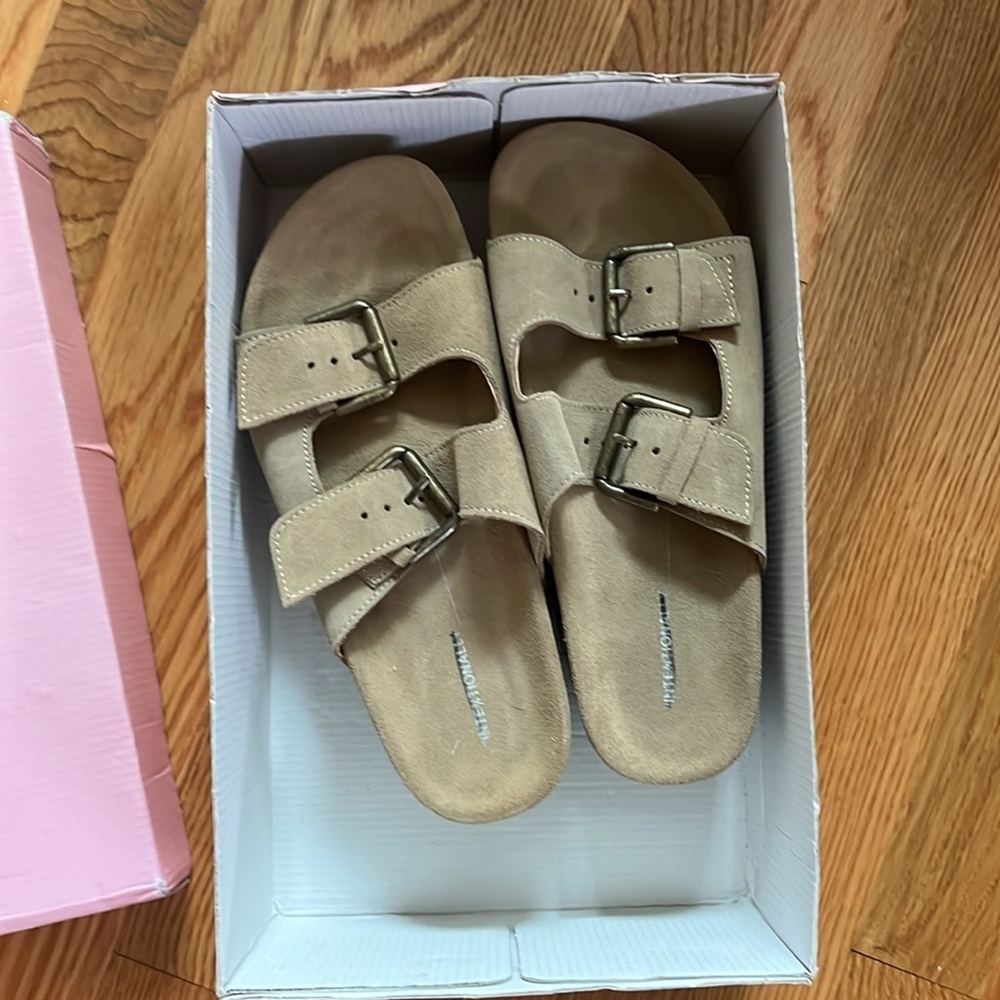 Free People x Intentionally Blank Rule Breaker Flatform Taupe Sandals Sz 7.5 NIB - Picture 4 of 11